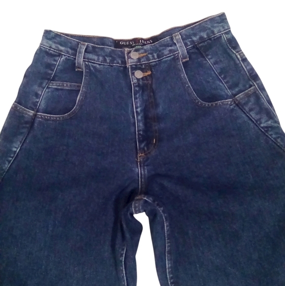 Guess Vintage Loose Fit High Waist Tapered Denim Jeans Classic Blue Size 29W 34L - Picture 2 of 5